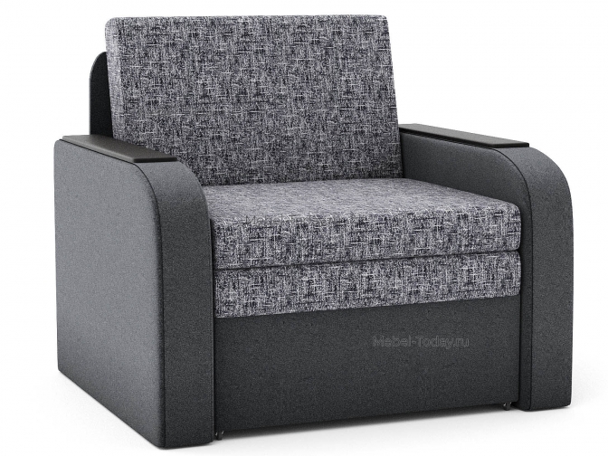 Кресло-кровать Марина 80 ДН (деревянные накладки) на металлокаркасе обивка флок серый или коричневый / односпальное