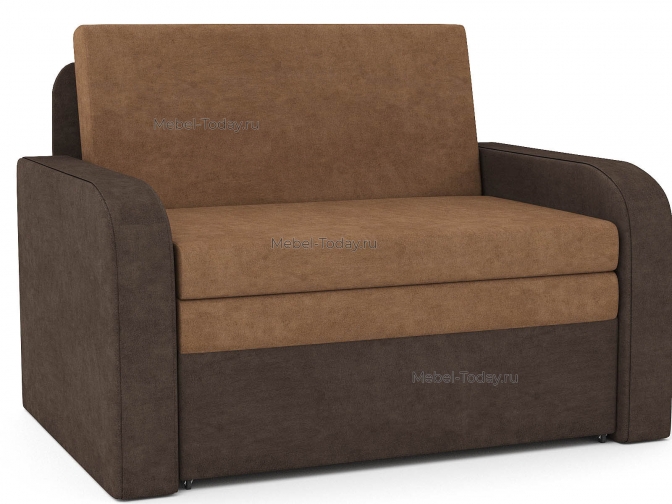 Кресло-кровать 100 МП шир (мягкие широкие подлокотники) на металлокаркасе обивка флок серый или коричневый / полутороспальное
