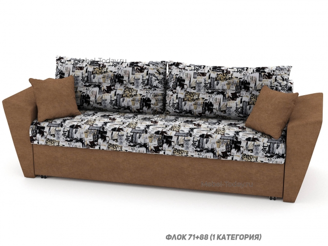 Диван &amp;quot;Амстердам&amp;quot;, механизм еврокнижка, спальное 140x195, обивка флок коричневый Сити антивандальный