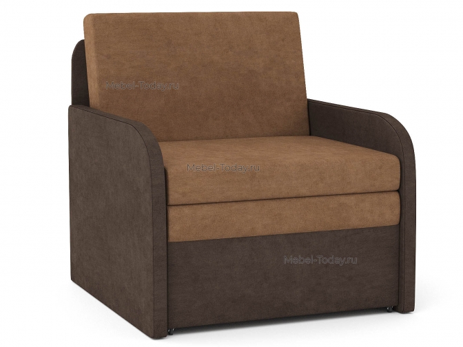 Кресло-кровать Марина 80 МП (мягкие подлокотники) малогабаритное на металлокаркасе, обивка флок серый или коричневый