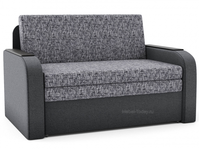 Диван Марина 120 ДН (деревянные накладки) на металлокаркасе обивка флок серый или коричневый / полутороспальный