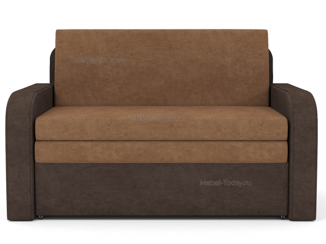 Диван Марина 120 МП шир (мягкие широкие подлокотники) на металлокаркасе обивка флок серый или коричневый / полутороспальный