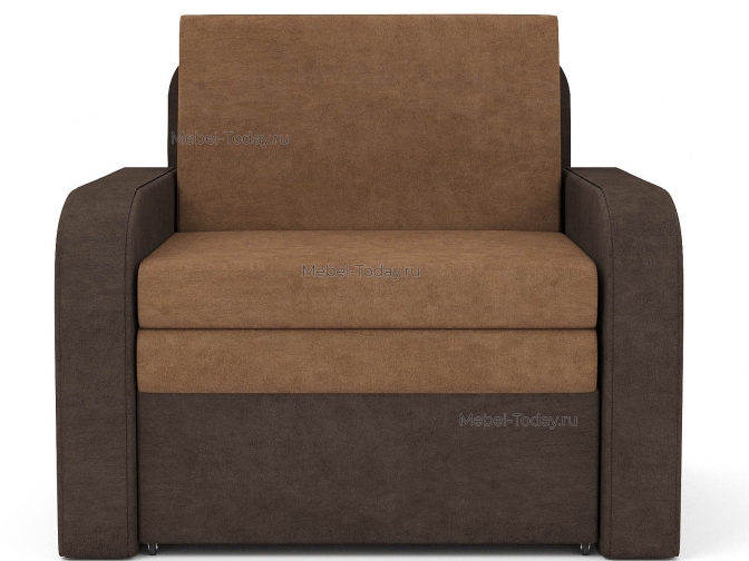 Кресло-кровать 80 МП шир (мягкие широкие подлокотники) на металлокаркасе обивка флок серый или коричневый