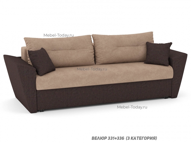 Диван-кровать "Амстердам" велюр коричневый, еврокнижка