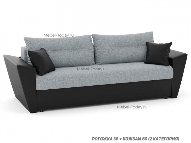 Диван "Амстердам", механизм еврокнижка, спальное 140x195, обивка рогожка серая