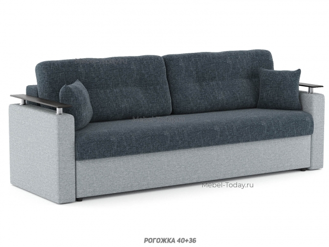 Диван еврокнижка Шарк прямыми накладками МДФ, наполнитель: ортопедический пружинный или ППУ, обивка рогожка