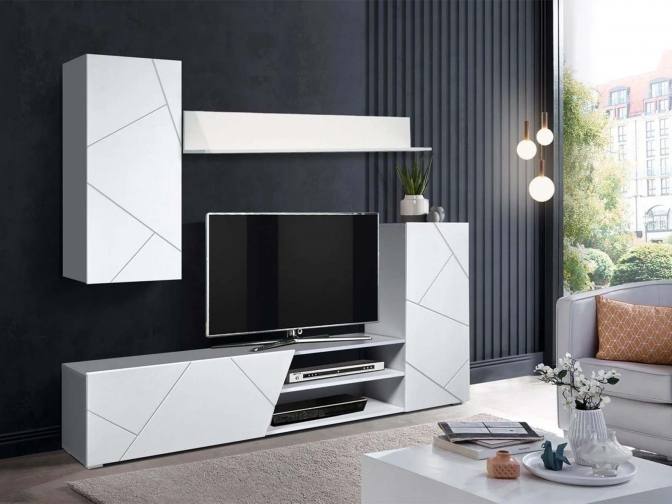 Стенка для гостиной Прага-6 белый софт