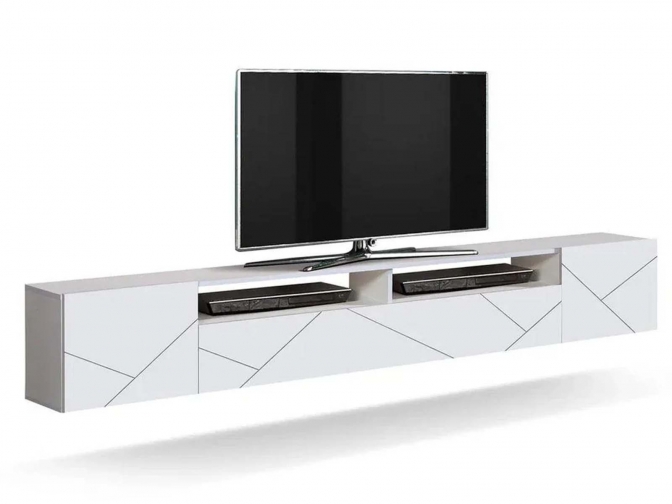 Тумба под ТВ Прага с фрезеровкой белый