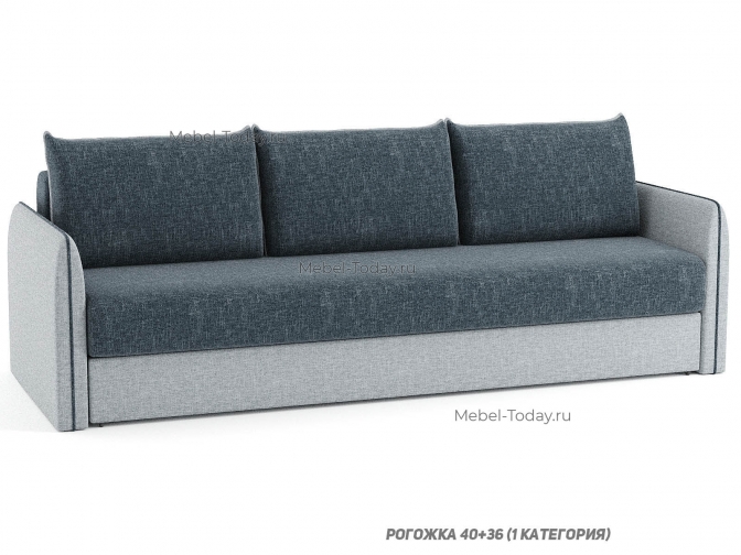 Диван Слим еврокнижка с кантом на подлокотинках, наполнитель пружинный, ортопедический или ППУ, дизайн 1