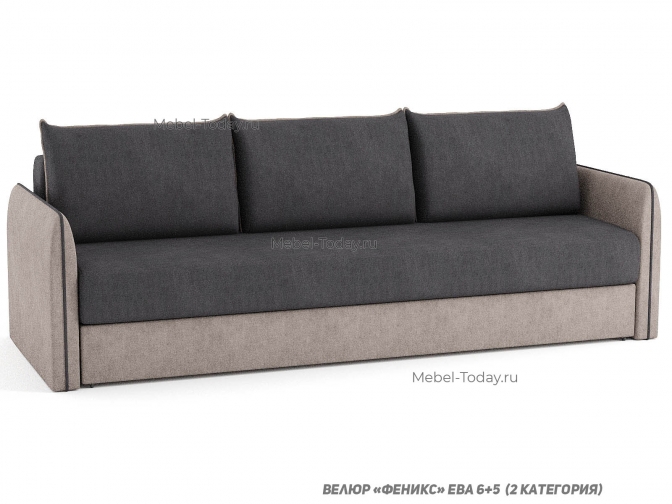 Диван-кровать еврокнижка Слим с кантом на подлокотниках и подушках, дизайн 2