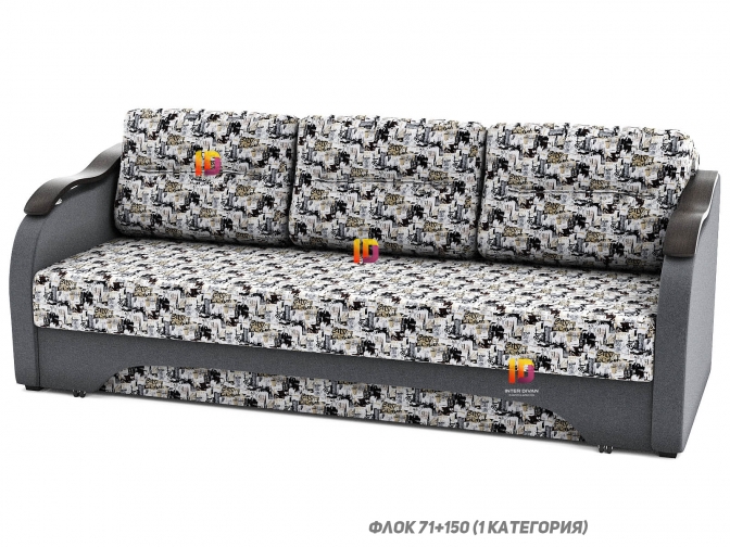 Диван еврокнижка Наташа 140 с деревянными накладками Волна