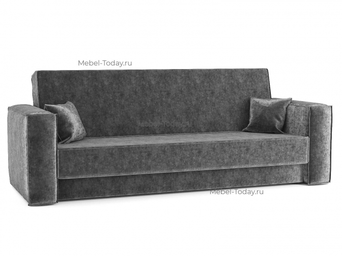 Диван книжка Лофт с широкими боковинами обивка Плюш серый