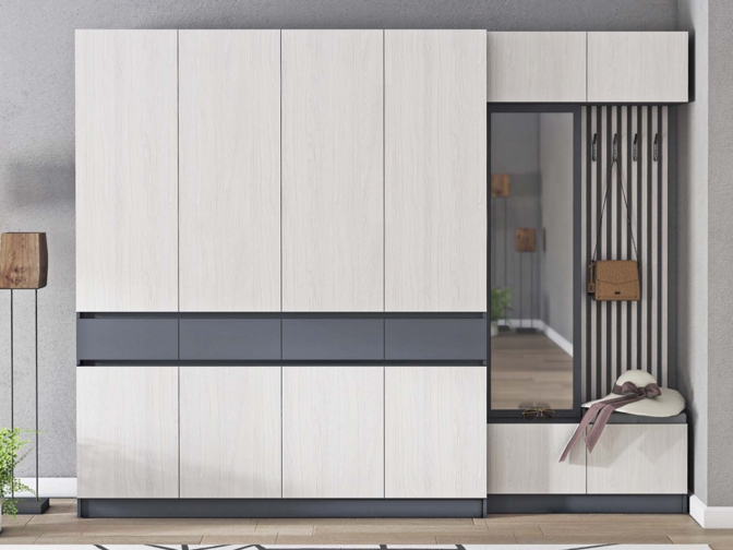 Прихожая Иннэс-10 вариант 3, графит/ясень анкор светлый