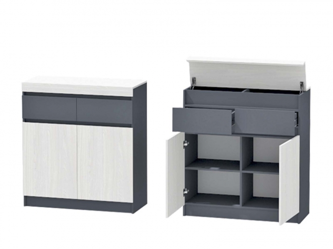 Комод Иннэс-10, графит/ясень анкор светлый