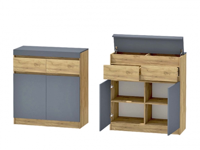 Комод Иннэс-10, дуб крафт золотой/графит