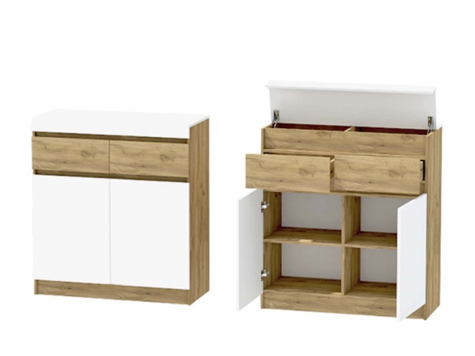 Комод Иннэс-10, дуб крафт золотой/белый