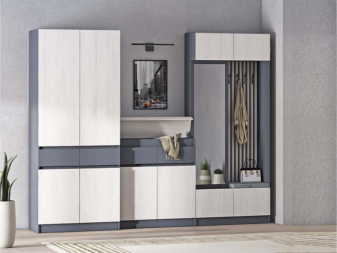 Прихожая Иннэс-10 вариант 2, графит/ясень анкор светлый