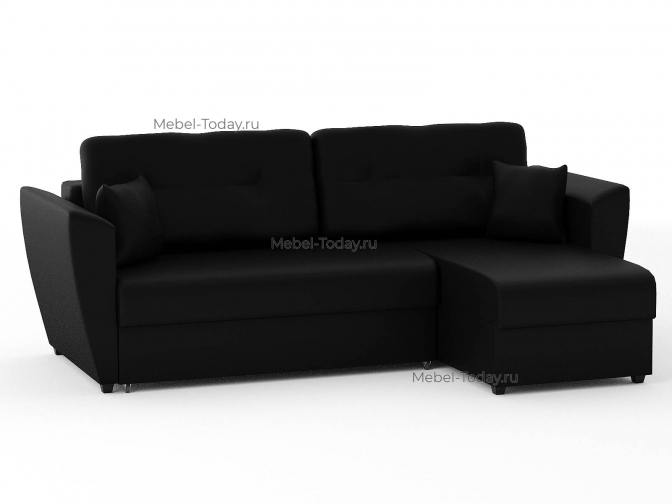 Угловой диван еврокнижка Амстердам экокожа черная