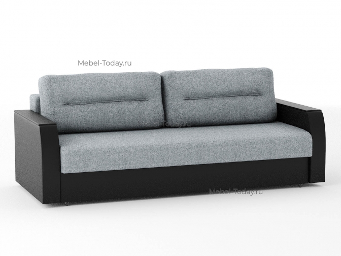 Диван еврокнижка Атлант рогожка серая и кожзам черный