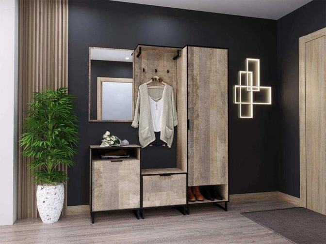 Прихожая Фолк 1 Дуб Гранж песочный