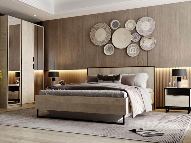 Спальня Фолк Дуб Гранж песочный