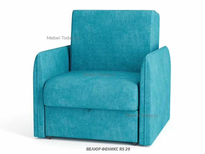 Малогабаритное кресло-кровать аккордеон с кантом на подлокотниках Оливер, спальное место 60х194 см