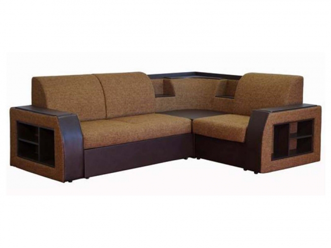 Угловой диван Ника-2 (Классик-23) коричневая рогожка