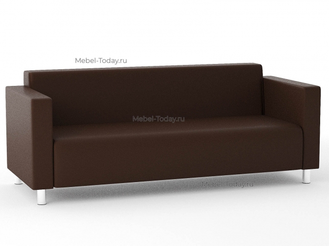 Диван для офиса Блюз 3-х местный 190*75 см, без механизма, экокожа коричневая
