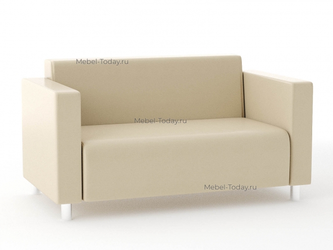 Диван офисный Блюз 2-х местный, 135*75 см,  экокожа бежевая