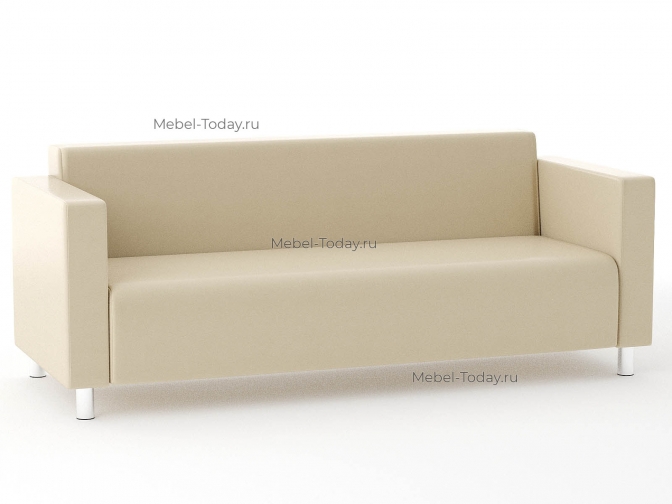 Диван для офиса Блюз 3-х местный 190*75 см, без механизма, экокожа бежевая