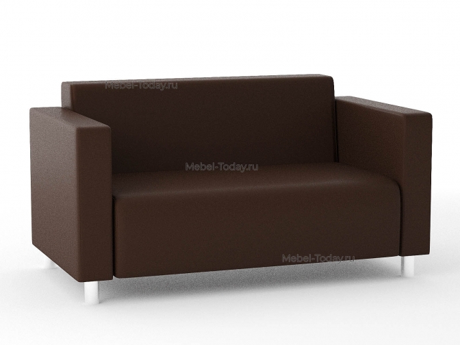 Диван офисный Блюз 2-х местный, 135*75 см,  экокожа коричневая
