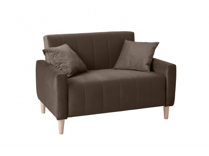 Диван Морти с деревянными опорами (велюр шоколад)