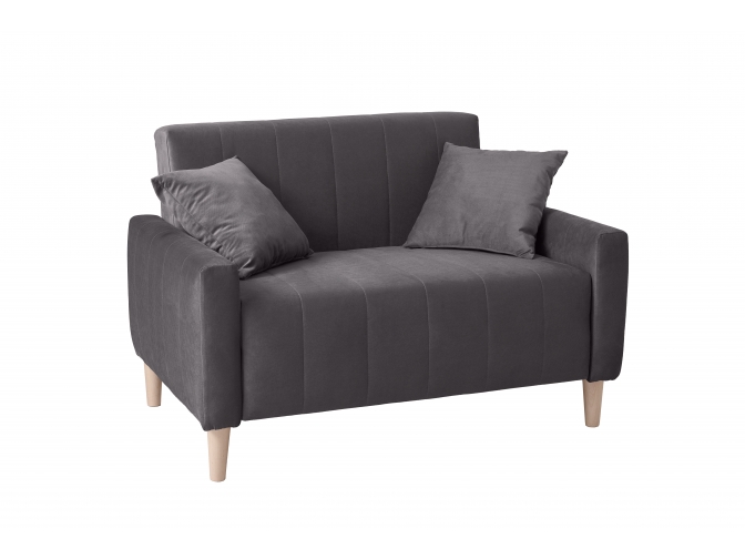 Диван Морти с деревянными опорами (велюр темно-серый)