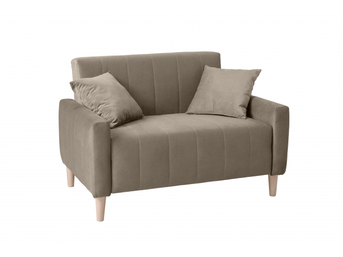 Диван Морти с деревянными опорами (велюр светло-серый)