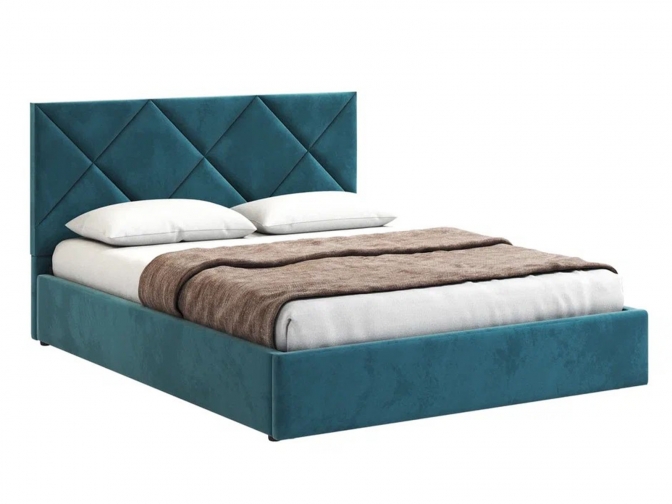 Кровать Венера-6 двуспальная с подъемным механизмом, с мягким изголовьем, ортопедическое основание, ящик для белья, велюр bingo atlantic