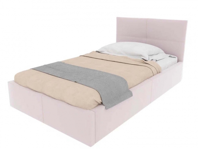Односпальная кровать Меркурий-5 с подъемным механизмом, с мягким высоким изголовьем, ортопедическое основание, ящик для белья, велюр розовый