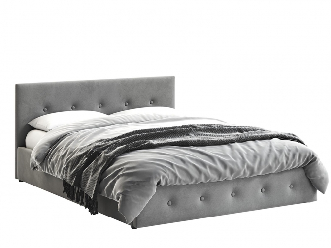 Кровать Венера-10 двуспальная с подъемным механизмом, с мягким изголовьем, ортопедическое основание, ящик для белья, велюр bingo grey