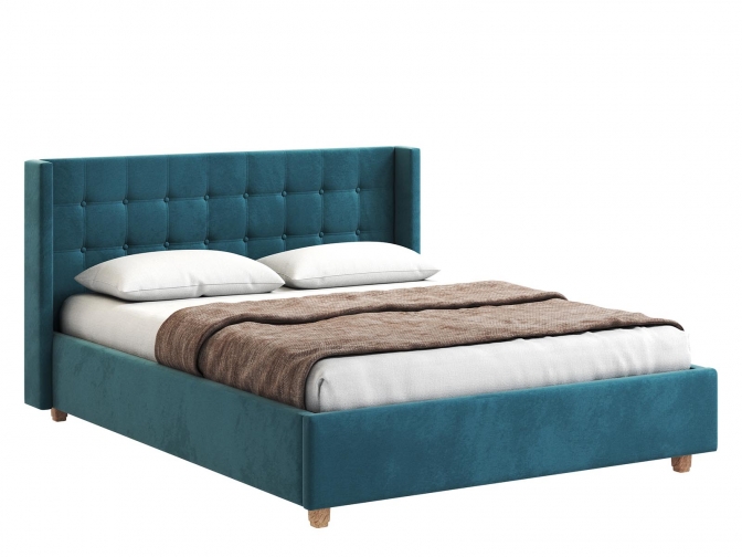 Кровать Венера-9 (2) двуспальная с подъемным механизмом, с мягким изголовьем, ортопедическое основание, ящик для белья, велюр bingo atlantic