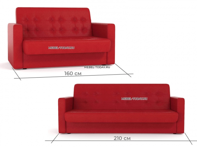 Диван книжка Аккорд Экокожа красный