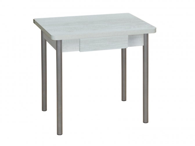 Стол обеденный раскладной Эко 80 с ящиком бетон белый+металлик