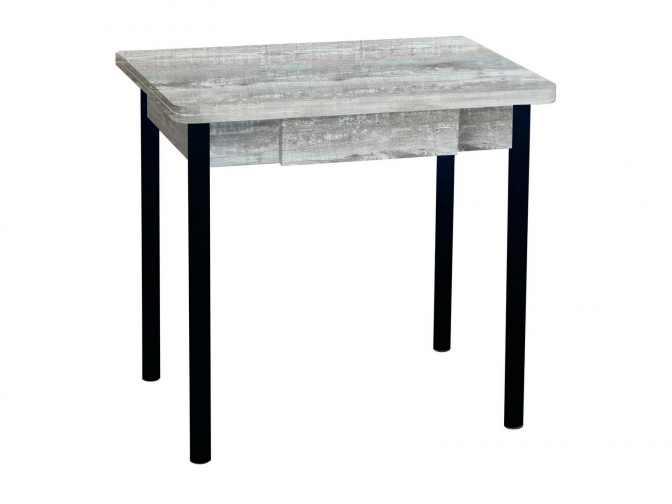 Стол обеденный раскладной Эко 80 с ящиком бетон темный+черный