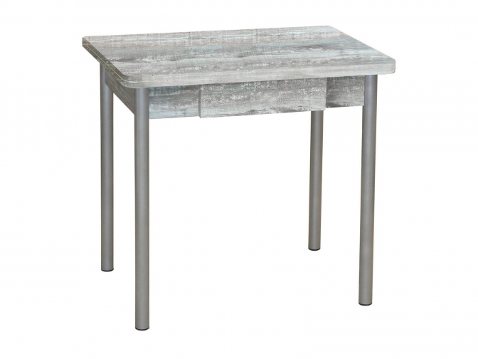 Стол обеденный раскладной Эко 80 с ящиком бетон темный+металлик