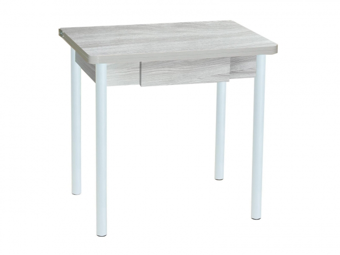 Стол обеденный раскладной Эко 80 с ящиком шимо светлый+белый