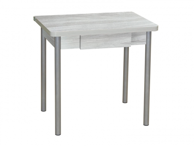 Стол обеденный раскладной Эко 80 с ящиком шимо светлый+металлик