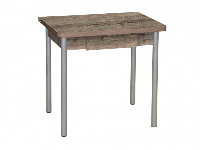 Стол обеденный раскладной Эко 80 с ящиком веллингтон+металлик