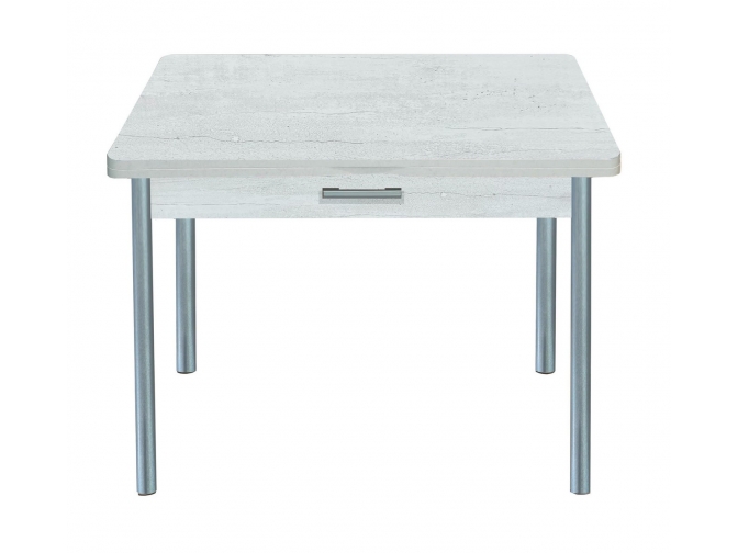 Стол обеденный раскладной Симпл с ящиком бетон белый+металлик