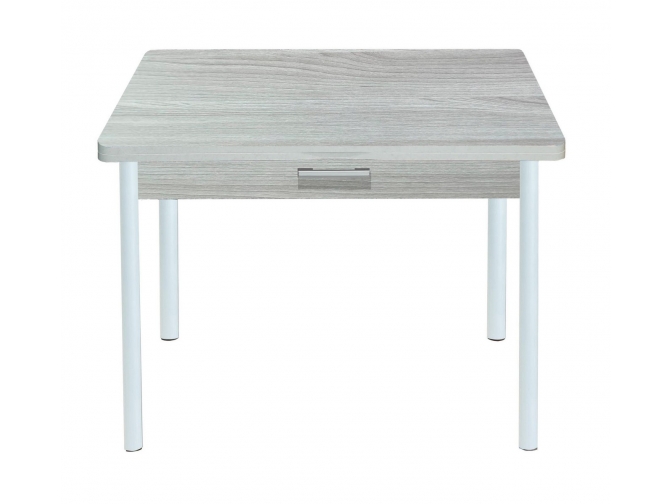 Стол обеденный раскладной Симпл с ящиком шимо светлый+белый