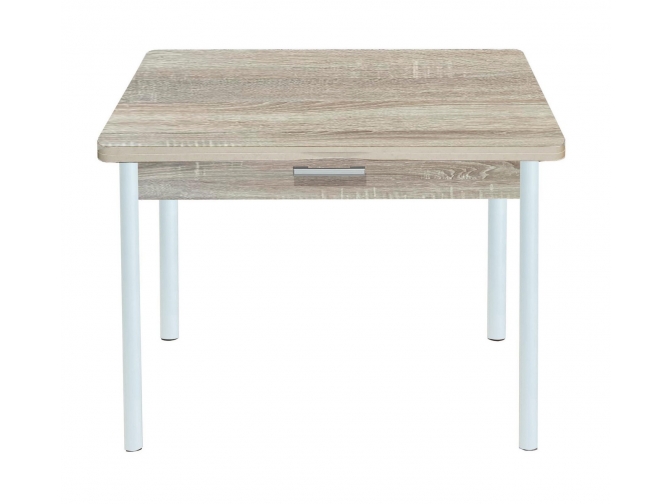 Стол обеденный раскладной Симпл с ящиком дуб сонома+белый