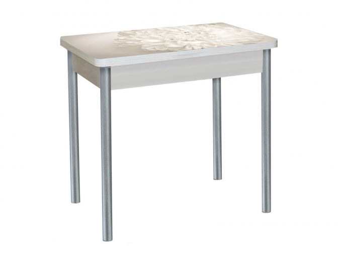 Стол обеденный поворотно-раскладной Бронкс фотопечать 019 дуб молочный+металлик