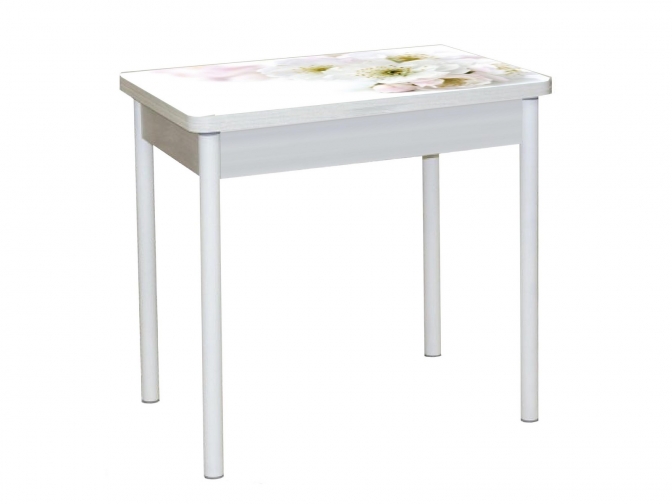 Стол обеденный поворотно-раскладной Бронкс фотопечать 029 бетон белый+белый